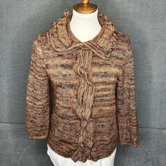 Ruby Rd Cardigan Sweater Womens XL Petite Multi Color Snap Closure Knit Artsy - Picture 1 of 9